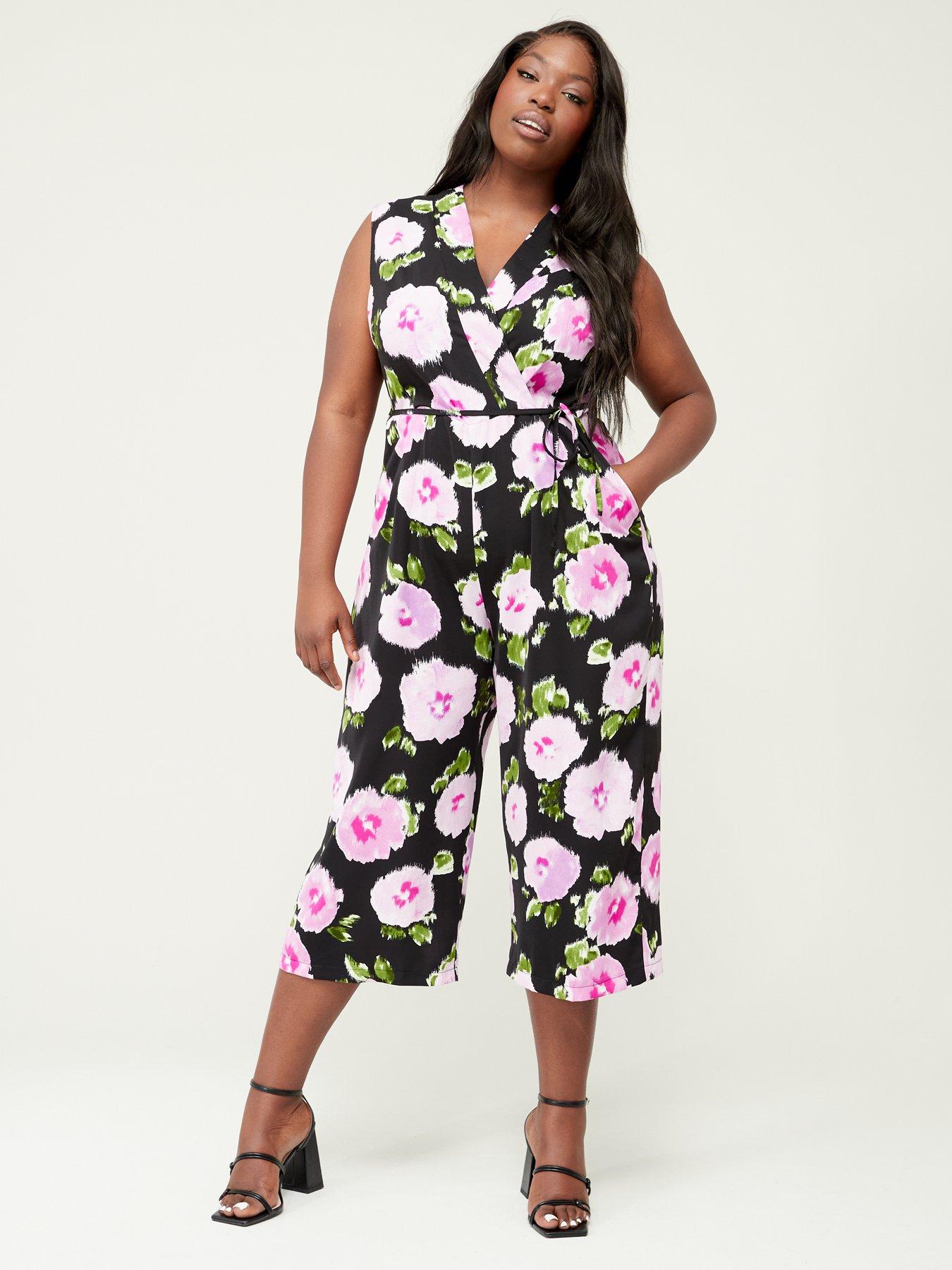 Black floral store print jumpsuit