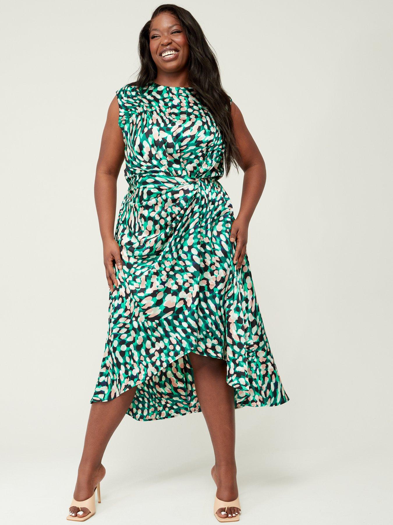 AX PARIS CURVE Printed Wrap Ruched Dress | very.co.uk