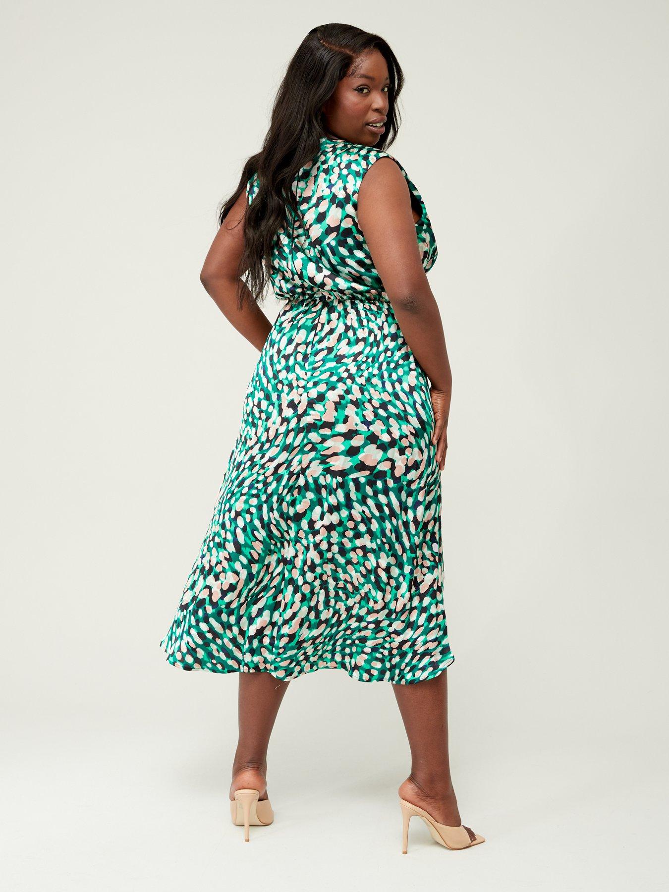 AX PARIS CURVE Printed Wrap Ruched Midi Dress