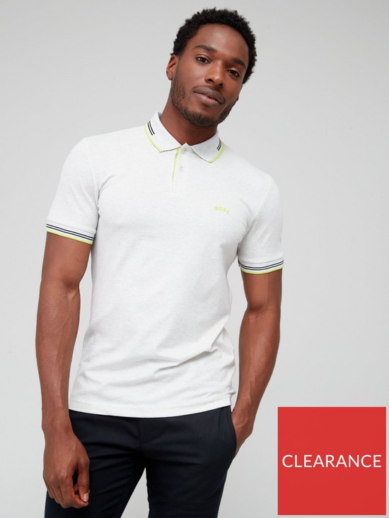 front image of boss-golf-paul-curved-polo-short-sleeve-shirt-grey