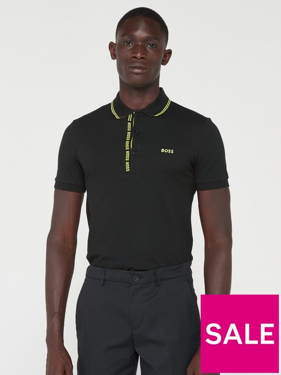 front image of boss-golf-paule-4-polo-black