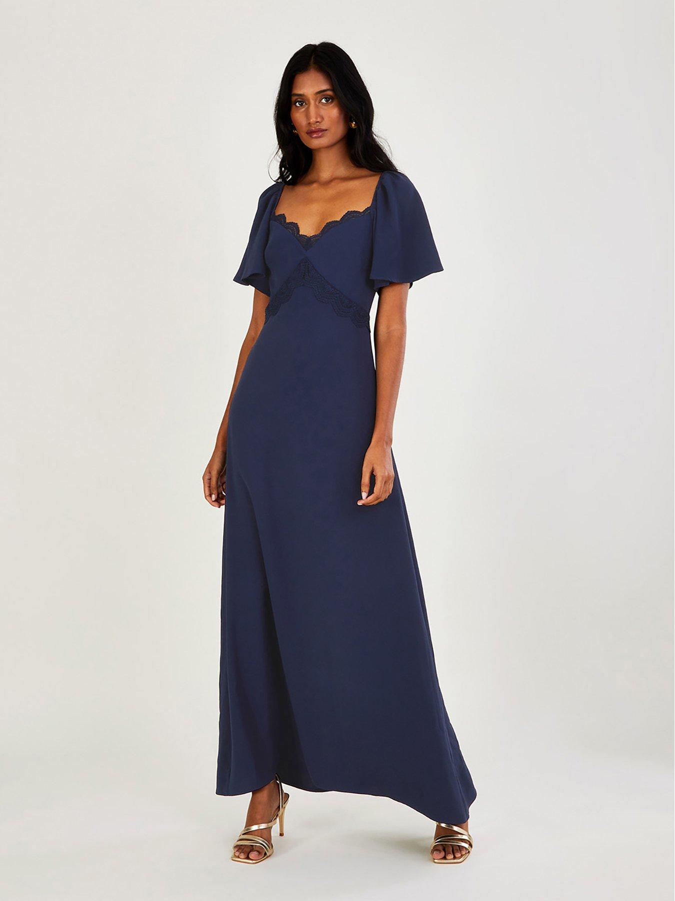 Monsoon Lena Lace Maxi Bridesmaid Dress - Navy