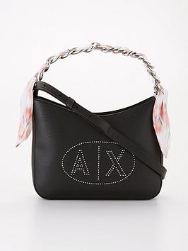 armani exchange twist detail strap shoulder bag -black