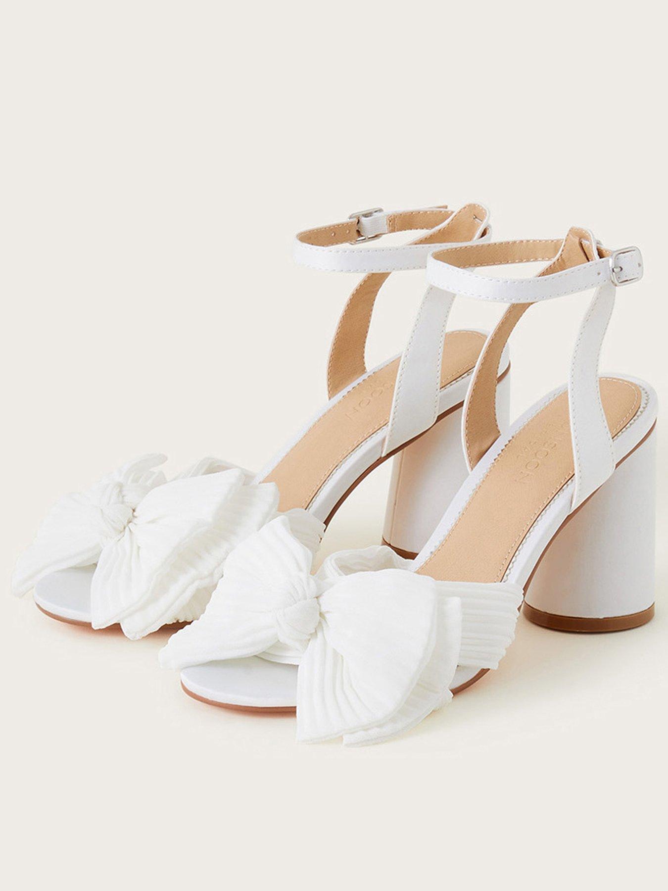 Monsoon Block Heel Bow Sandals - Ivory | very.co.uk