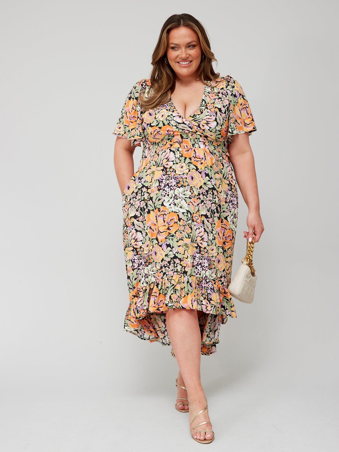 Ax paris curve floral dip store back dress