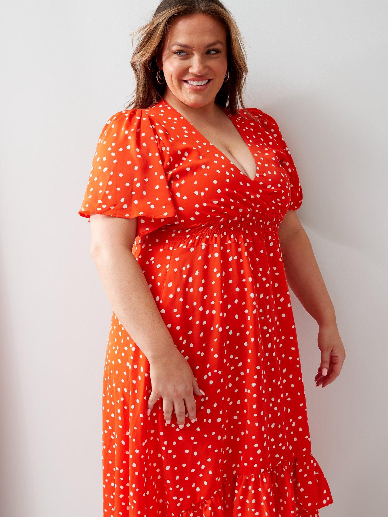 AX Paris Curve Polka Dot Midi - Red/White | Very.co.uk