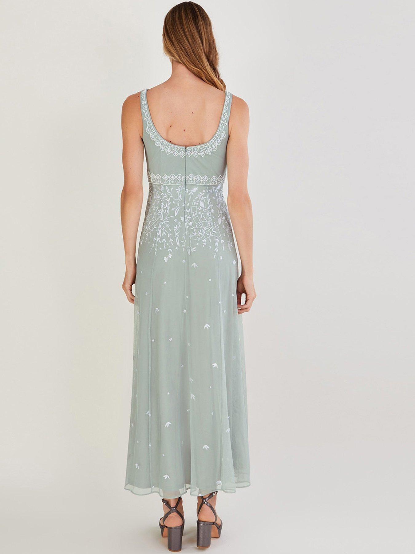 Monsoon Eugiene Embroidered Maxi Dress Sage very.co.uk