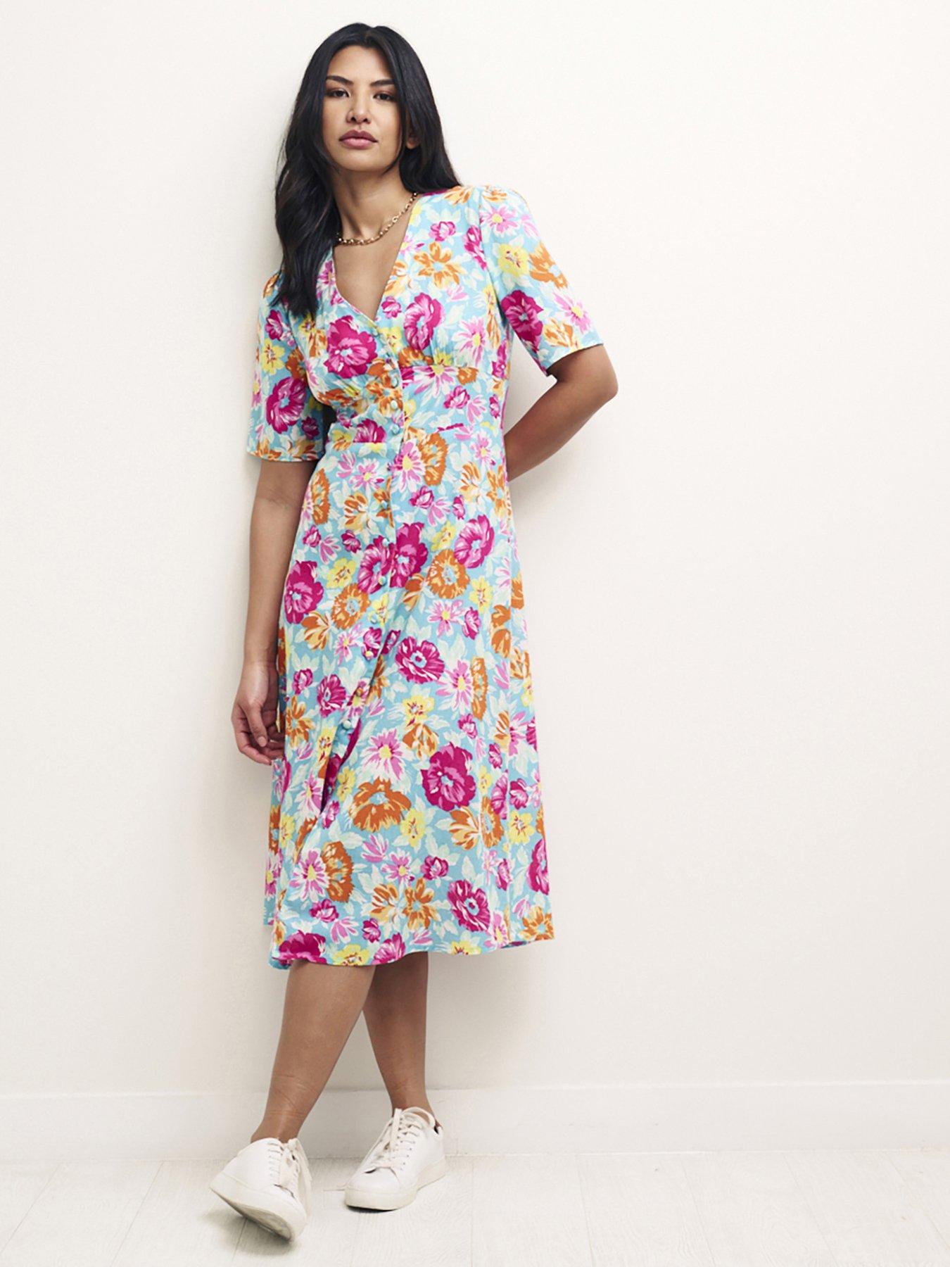 Nobodys Child Alexa Blue Bloom Midi Dress | very.co.uk