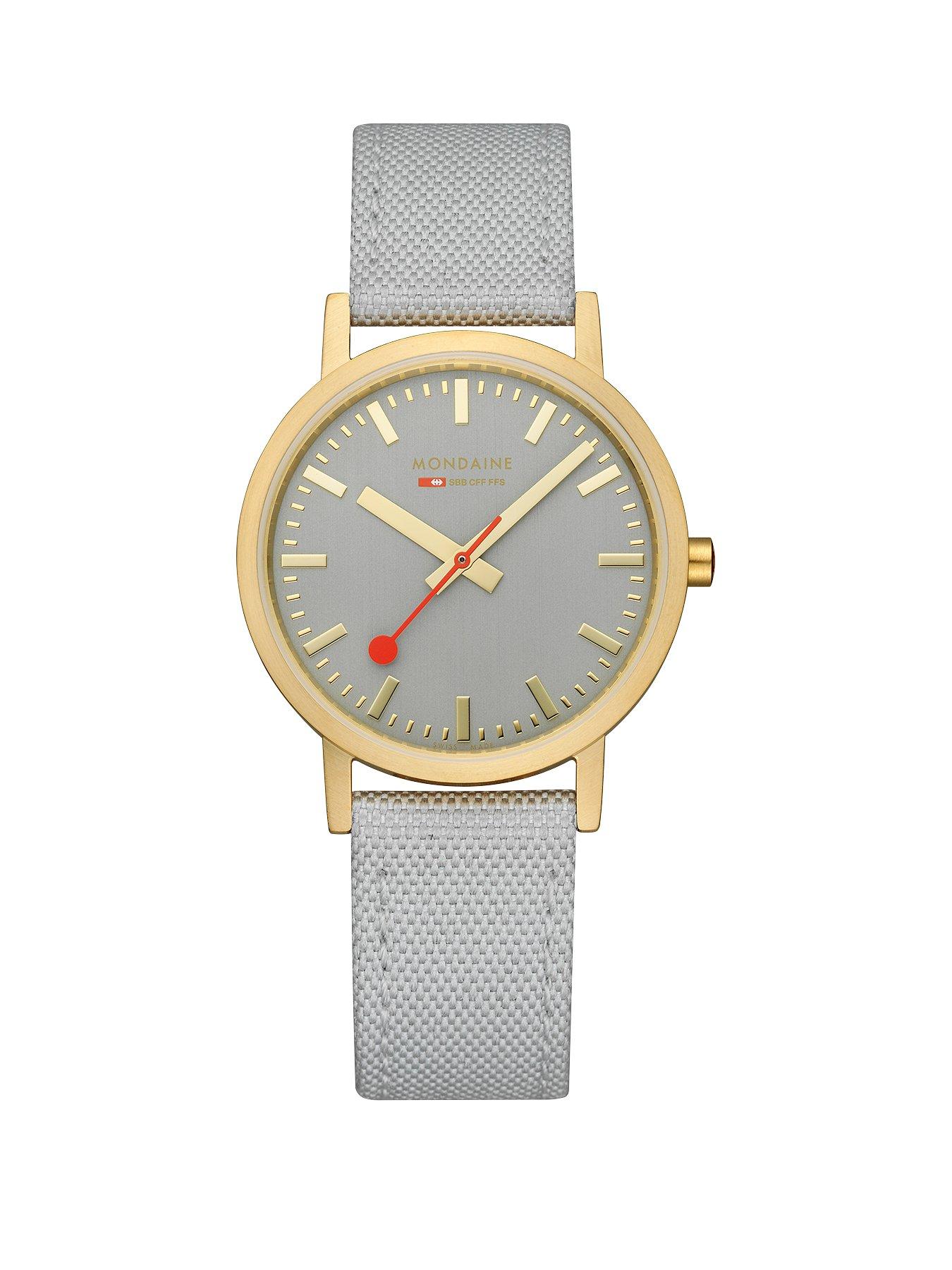 Product photograph of Mondaine Classic Golden 36mm Case Good Grey Watch from very.co.uk