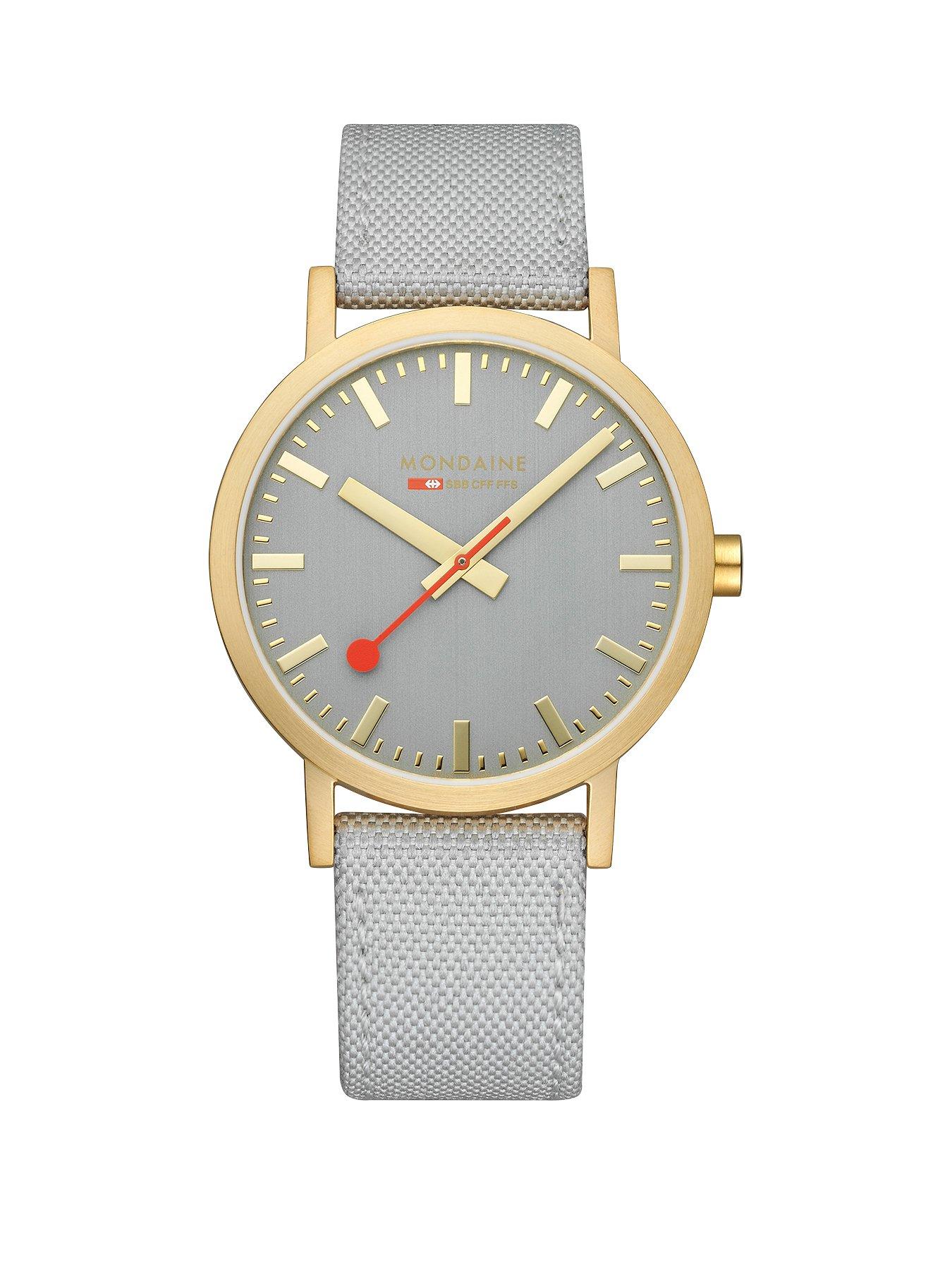 Product photograph of Mondaine Classic Golden 40mm Case Good Grey Watch from very.co.uk