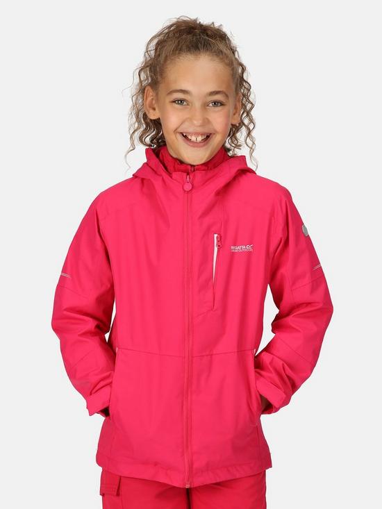 front image of regatta-junior-girls-calderdale-ii-waterproof-shell-jacket-pink