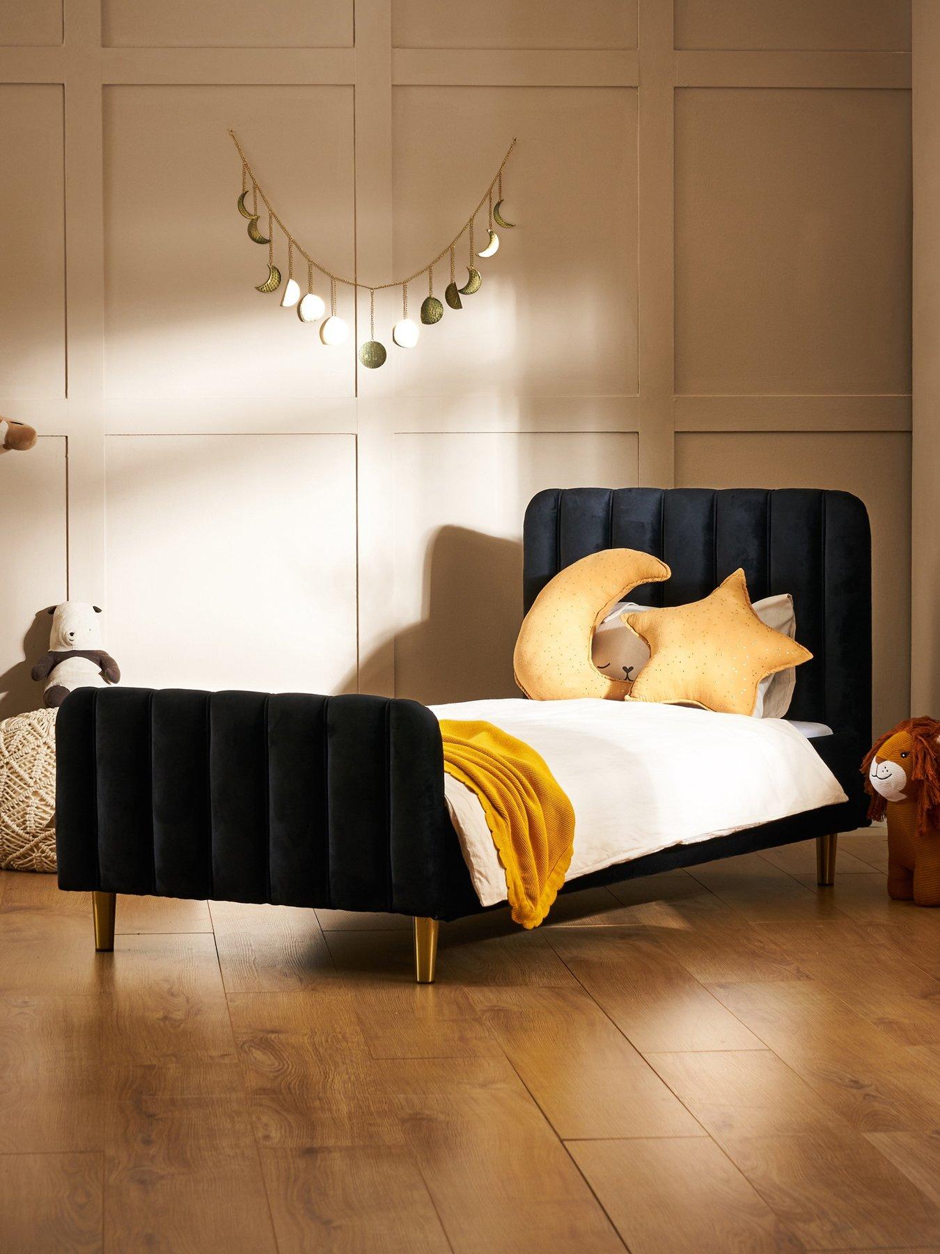 Product photograph of Obaby Gatsby Velvet Toddler Bed - Black from very.co.uk