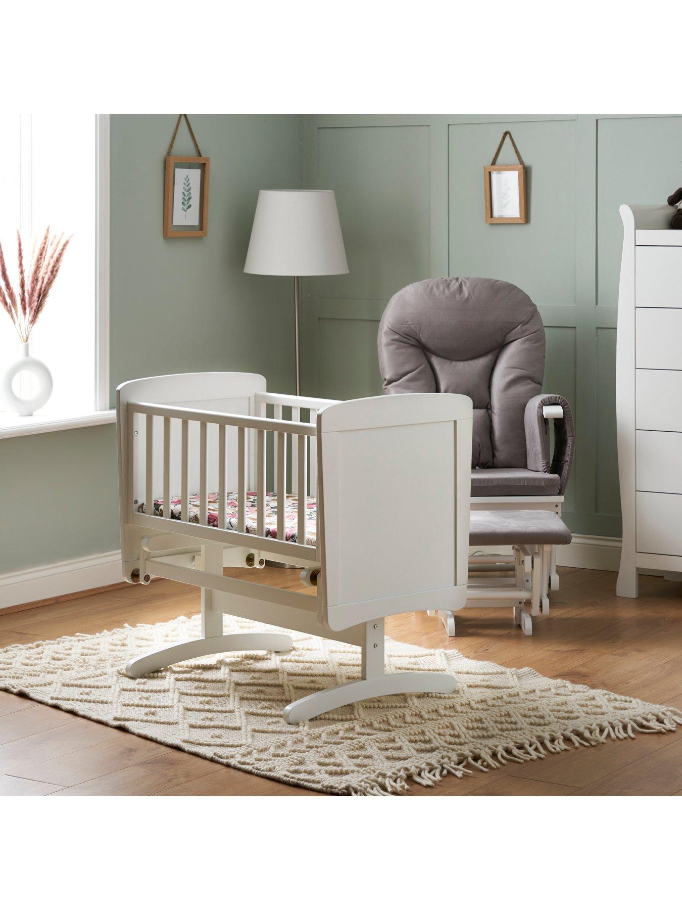Product photograph of Obaby Gliding Crib And Mattress - White from very.co.uk