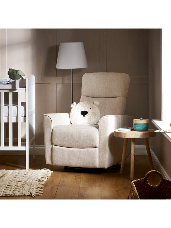 front image of obaby-savannah-swivel-glider-recliner-chair-oatmeal
