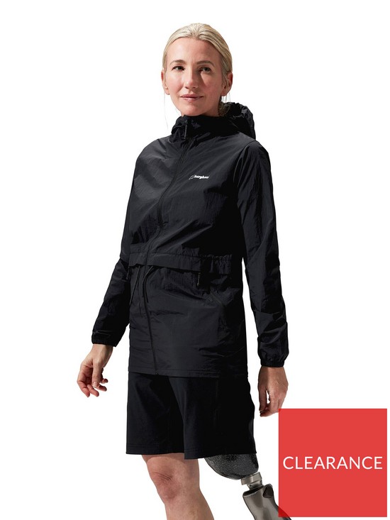 front image of berghaus-milham-lightweight-windproof-jacket-black