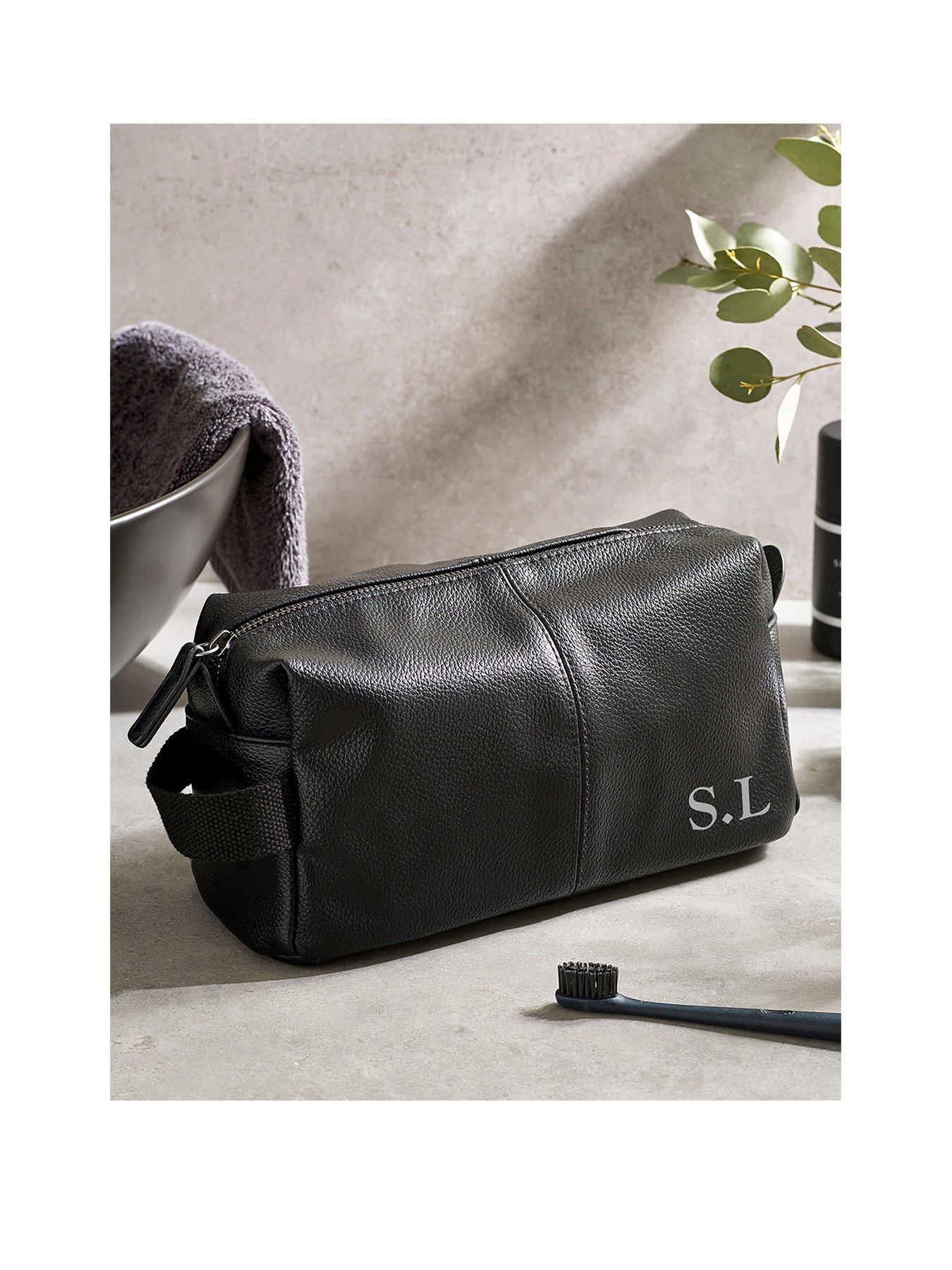 Love Abode Personalised Mens Faux Leather Washbag