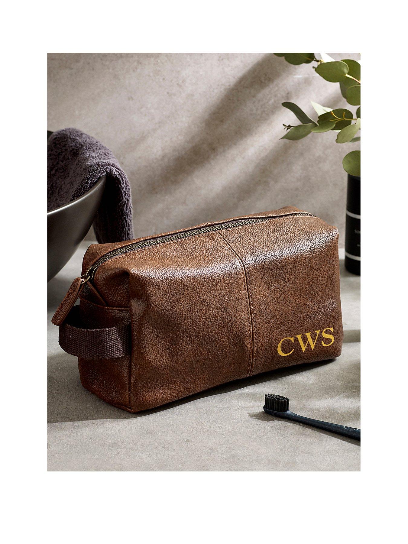 Mens best sale leather washbag