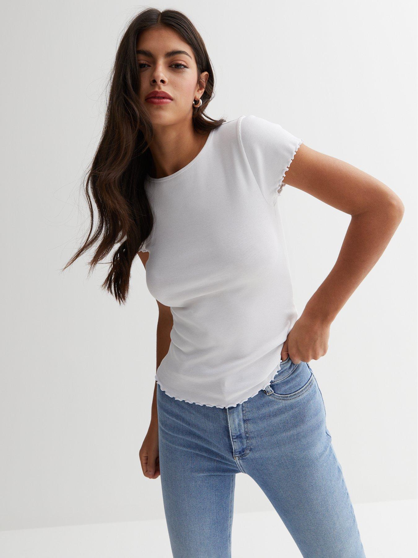 white frill t shirt