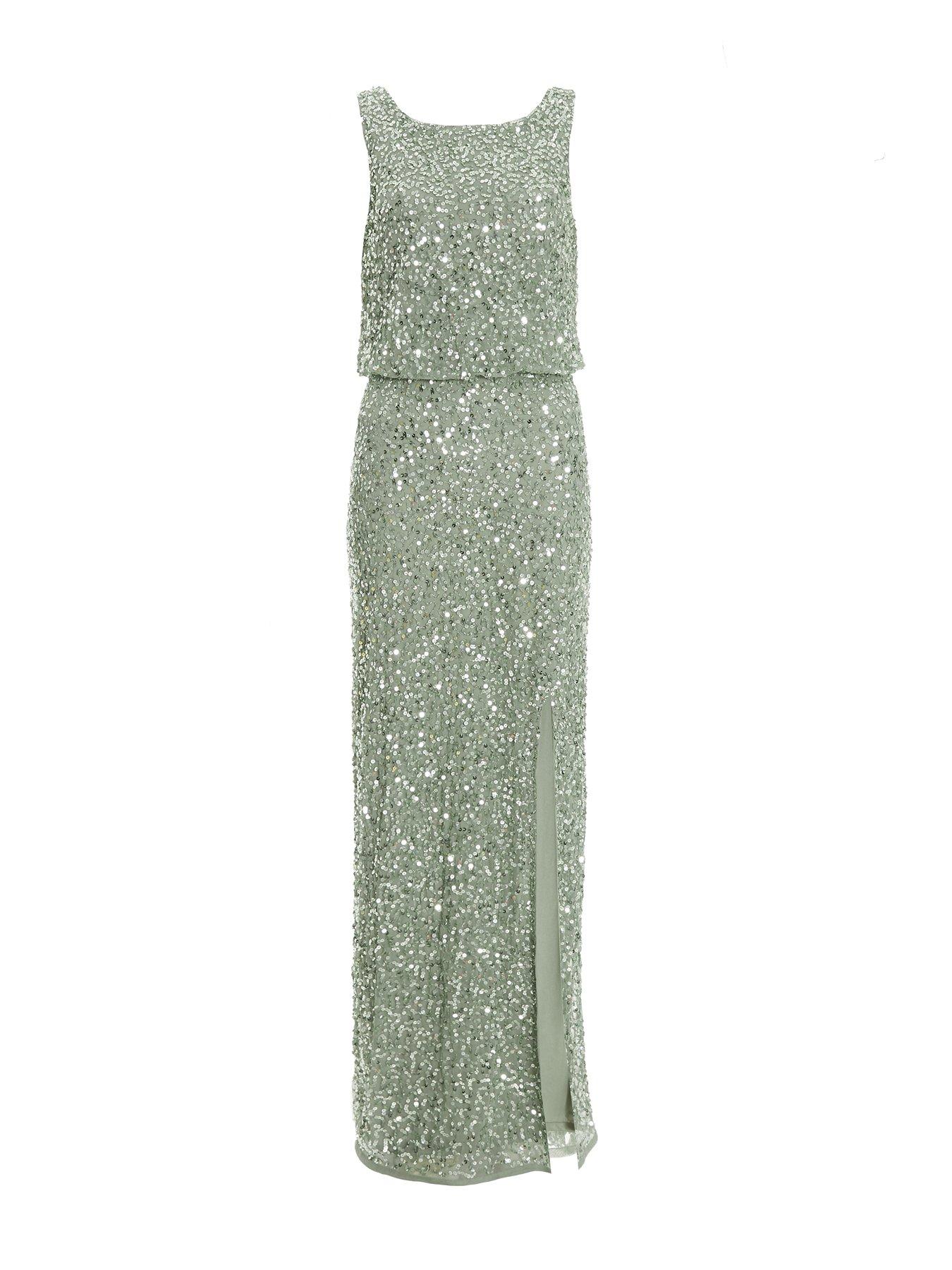 green velvet sleeveless dress Zapaka Women Strapless Peacock Green Bridesmaid Dress Corset Burnout Velvet Wedding Guest Dress with Slit, Olive / US16W main image 0