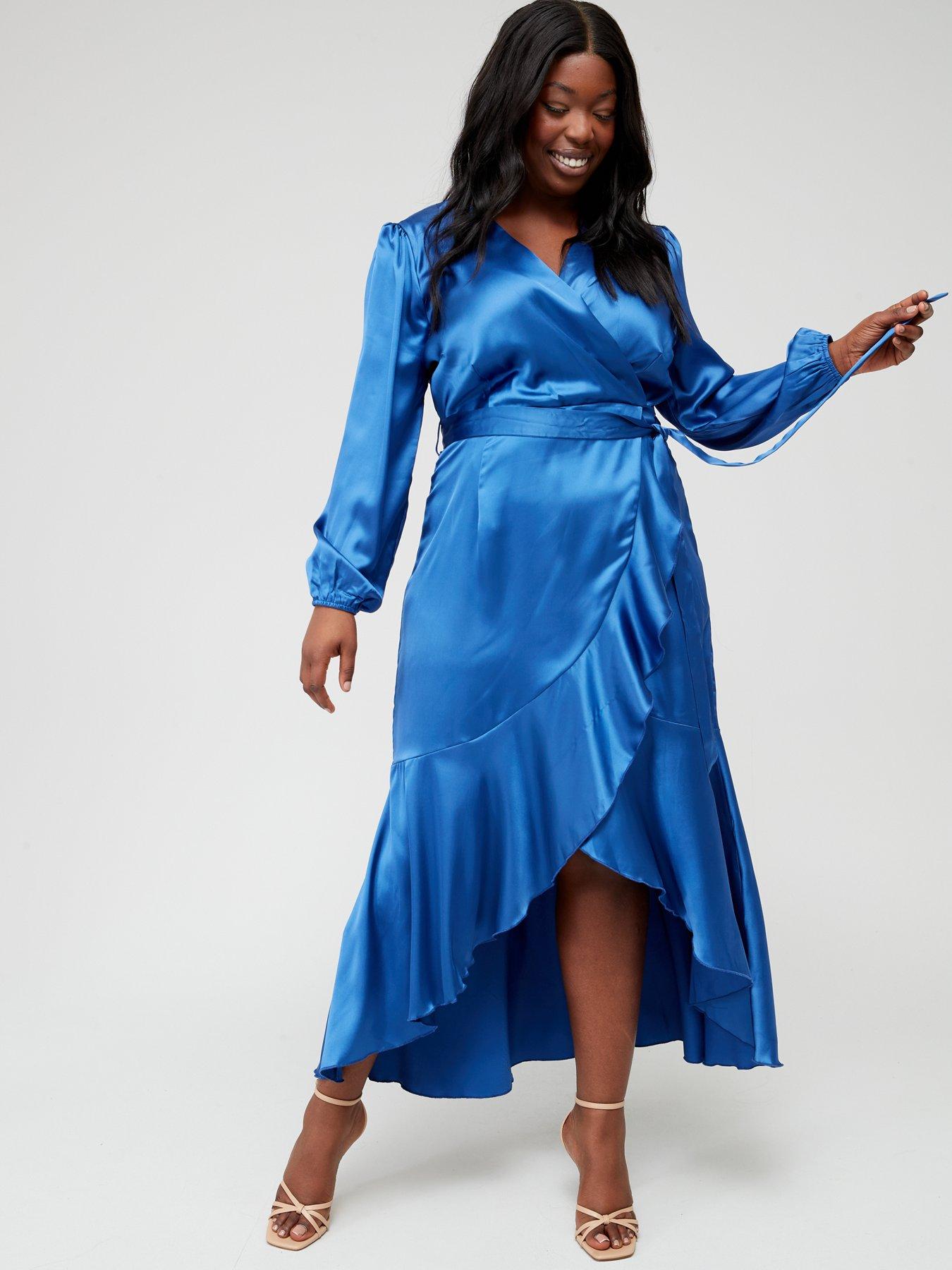 Plus size satin dresses best sale with sleeves