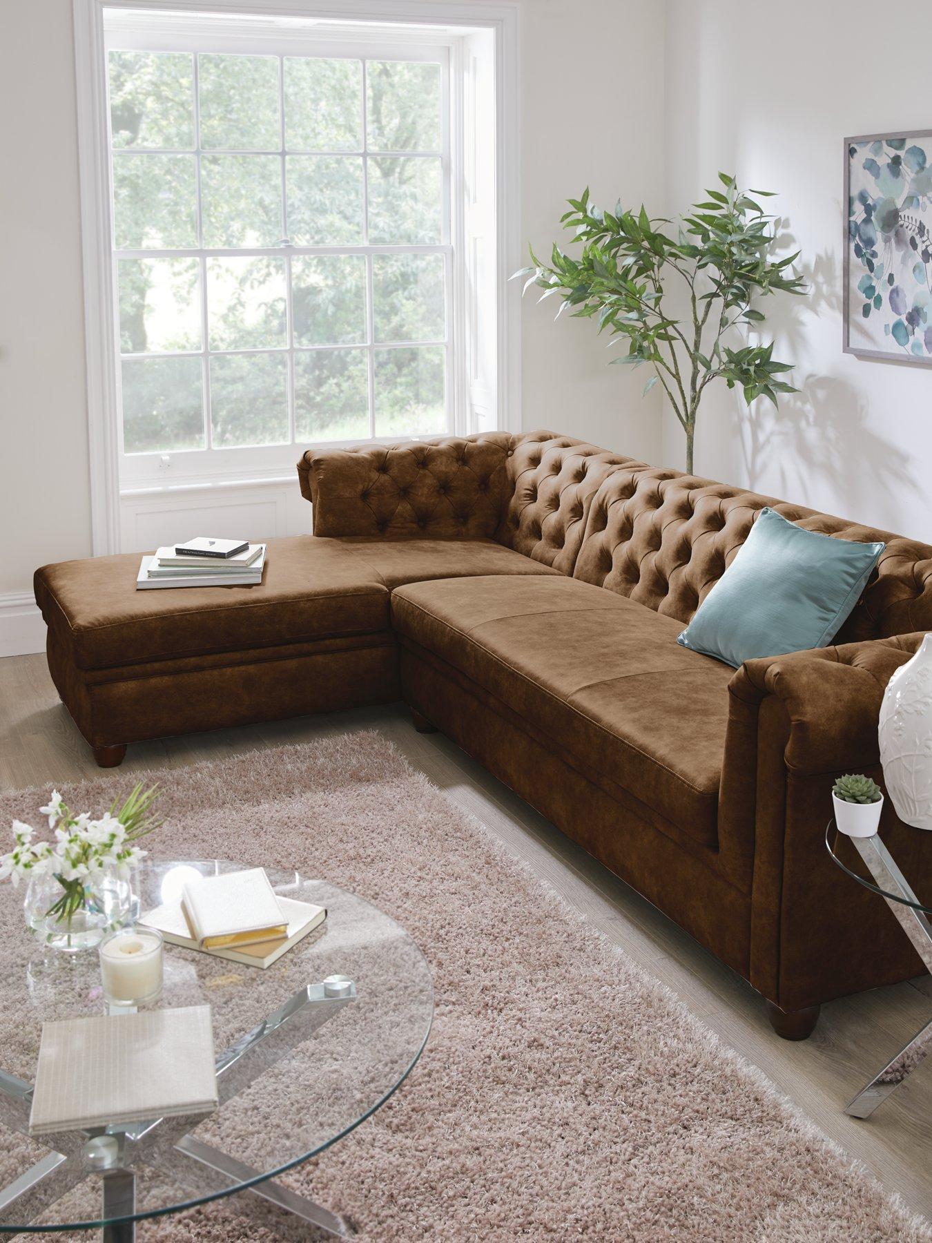 undefined Chester Leather Look Left Hand Corner Chaise - FSC® Certified