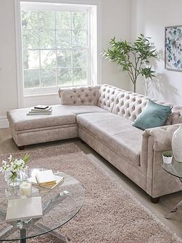 Product photograph of Very Home Chester Chesterfield Leather Look Left Hand Corner Chaise from very.co.uk