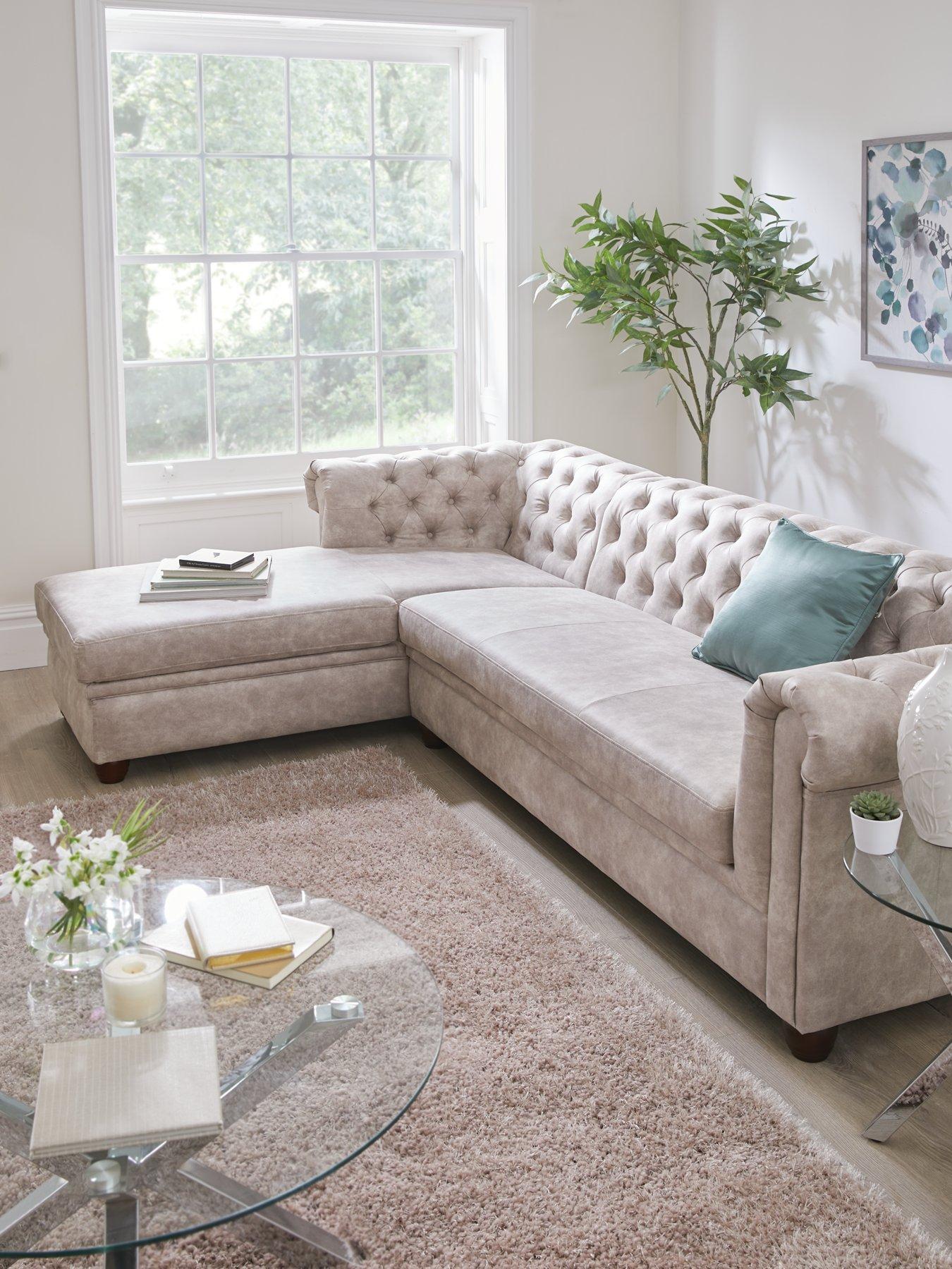 undefined Chester Leather Look Left Hand Corner Chaise - FSC® Certified