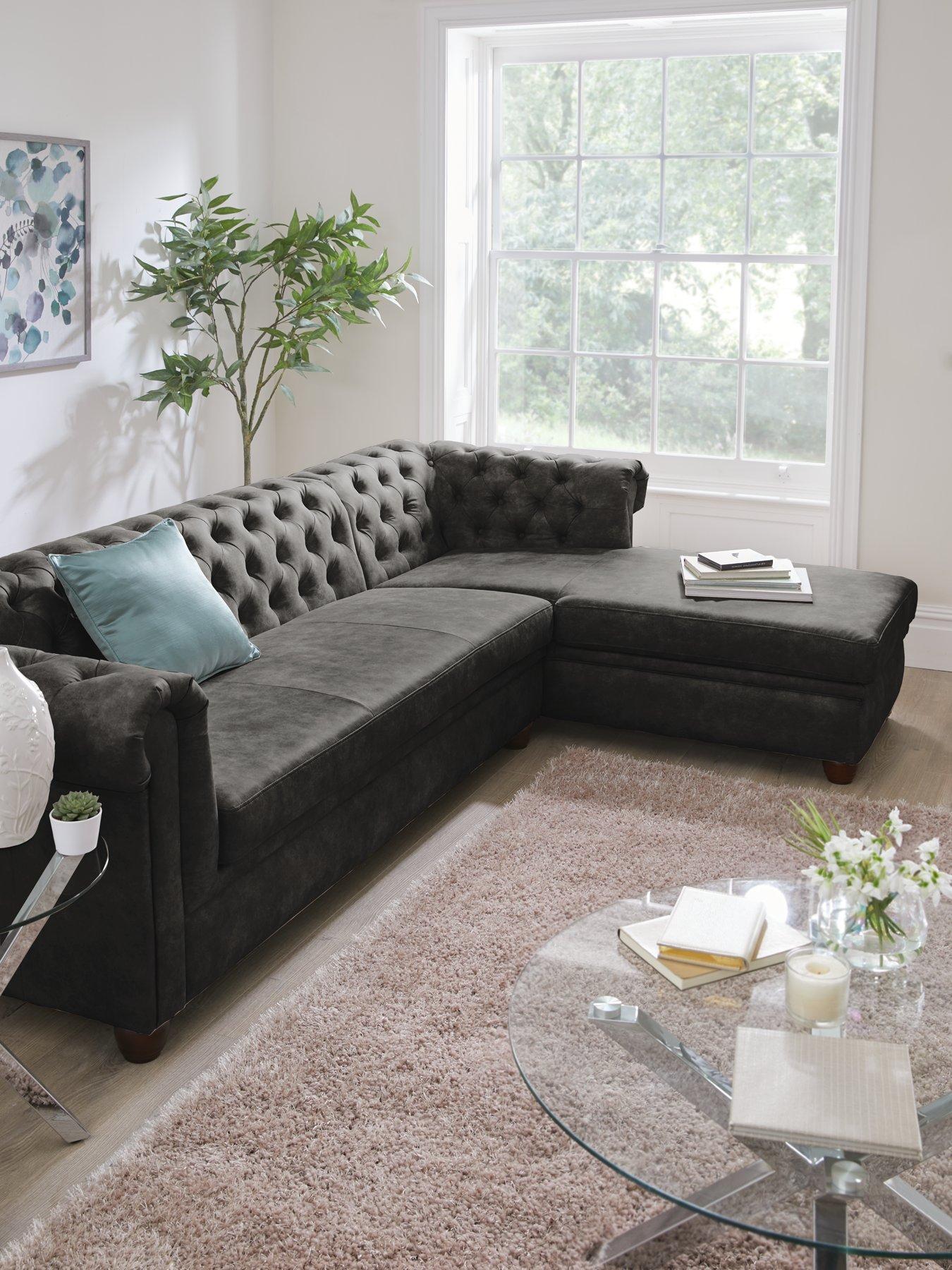 Very Home Chester Leather Look Right Hand Corner Chaise - FSC® Certified