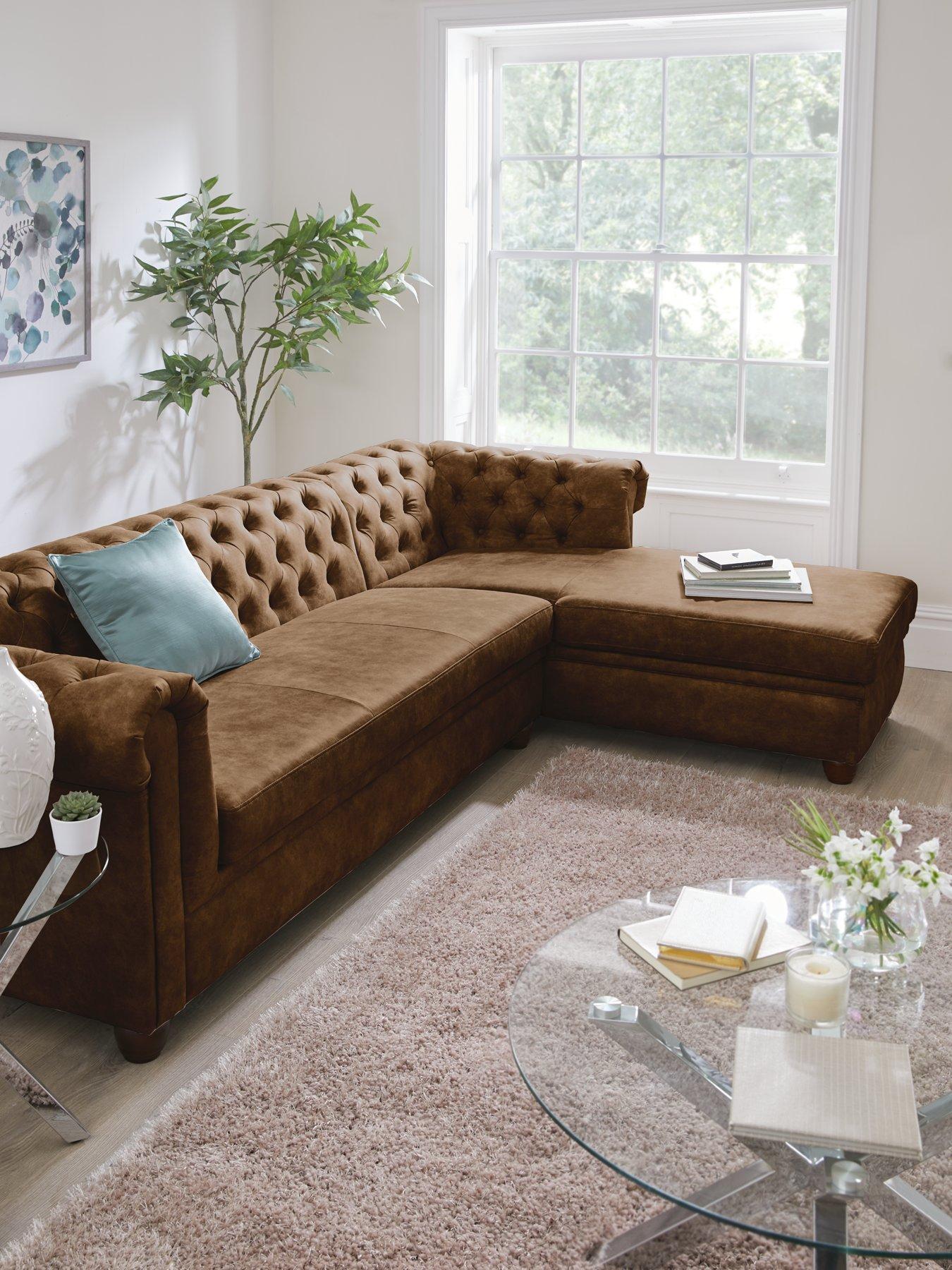 undefined Chester Leather Look Right Hand Corner Chaise - FSC® Certified