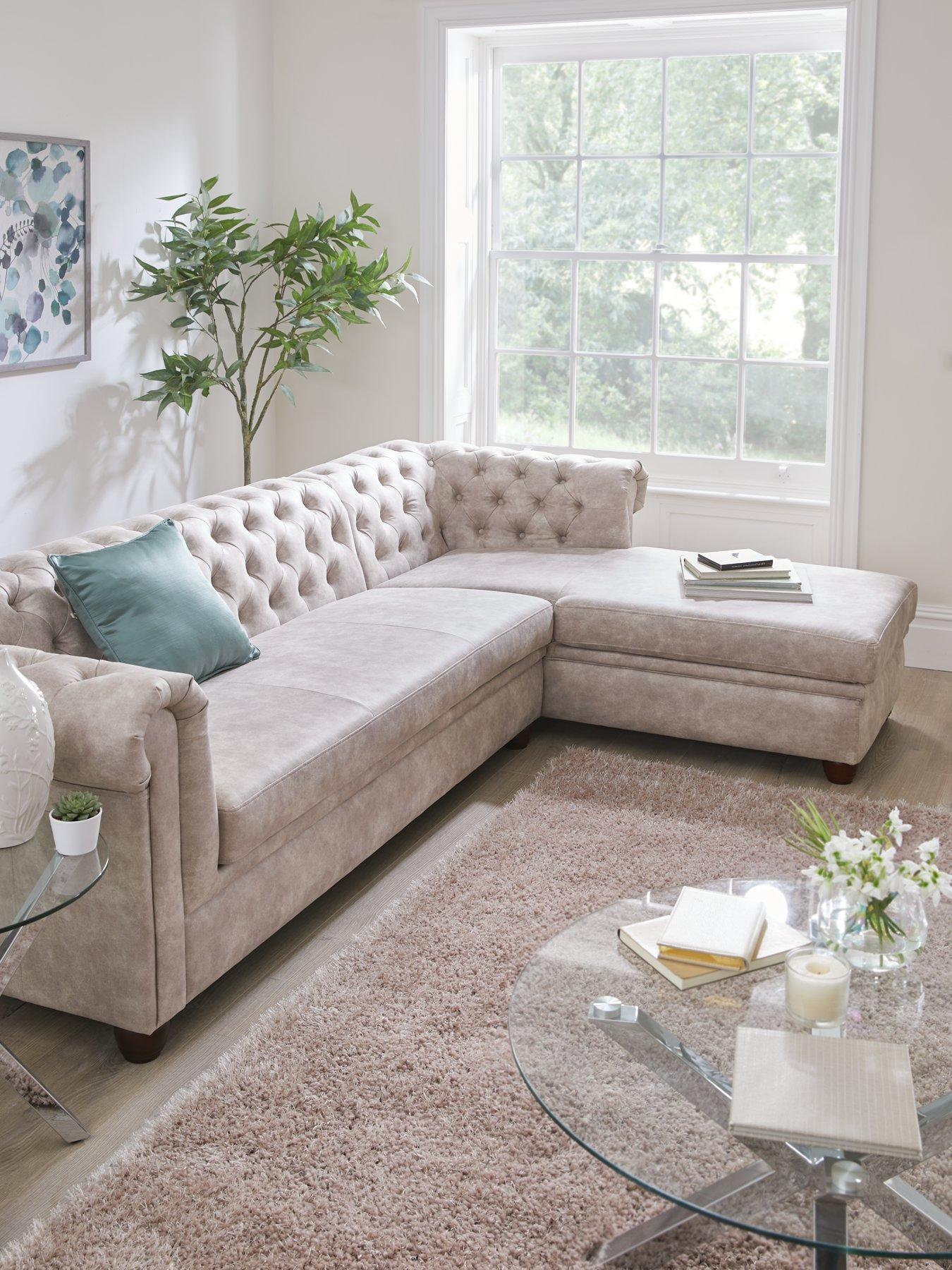 undefined Chester Leather Look Right Hand Corner Chaise - FSC® Certified