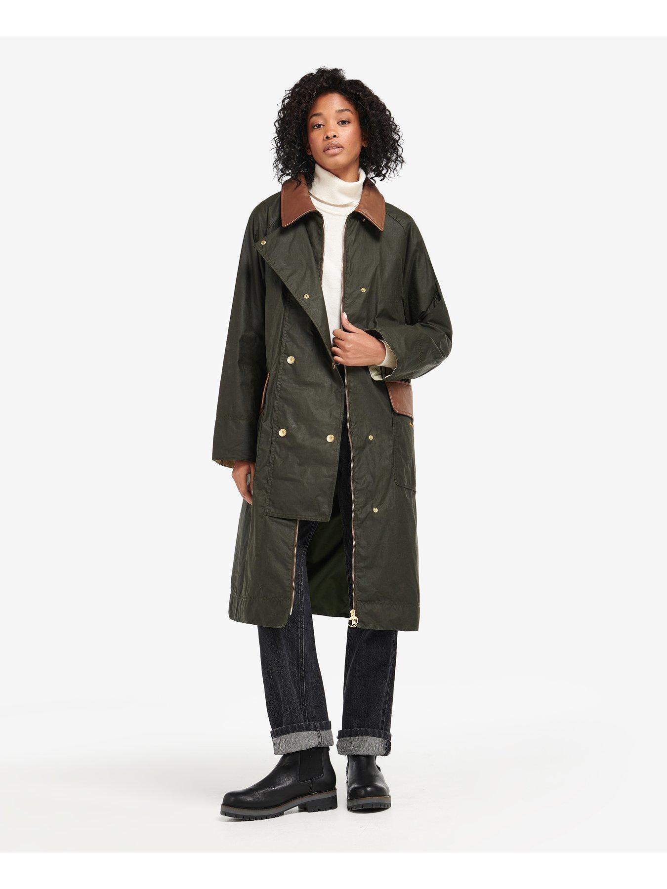 Barbour Bearden Long Line Double Breasted Wax Jacket - Green