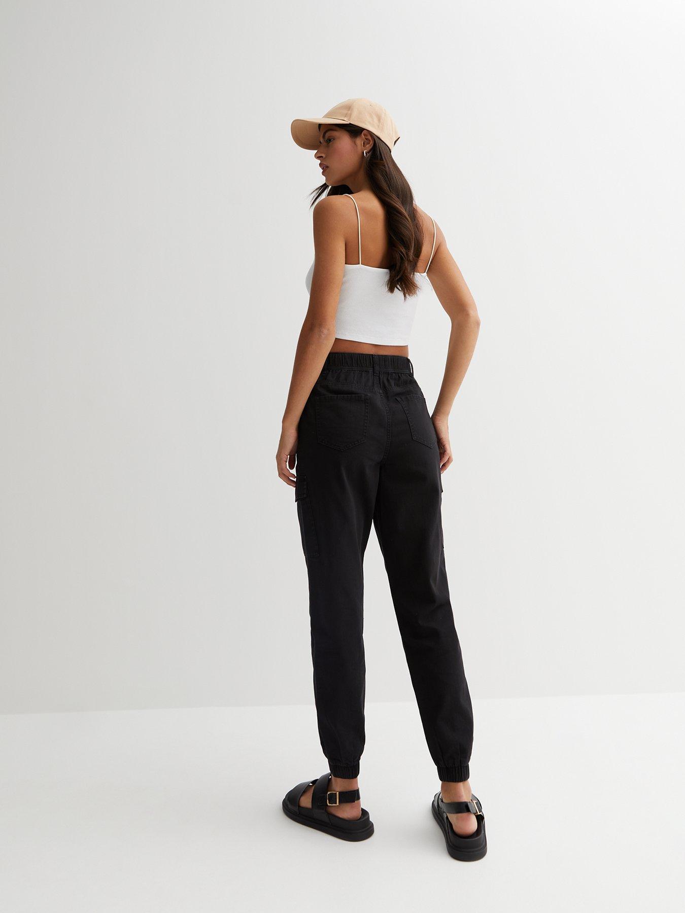 Black cargo sale trousers new look