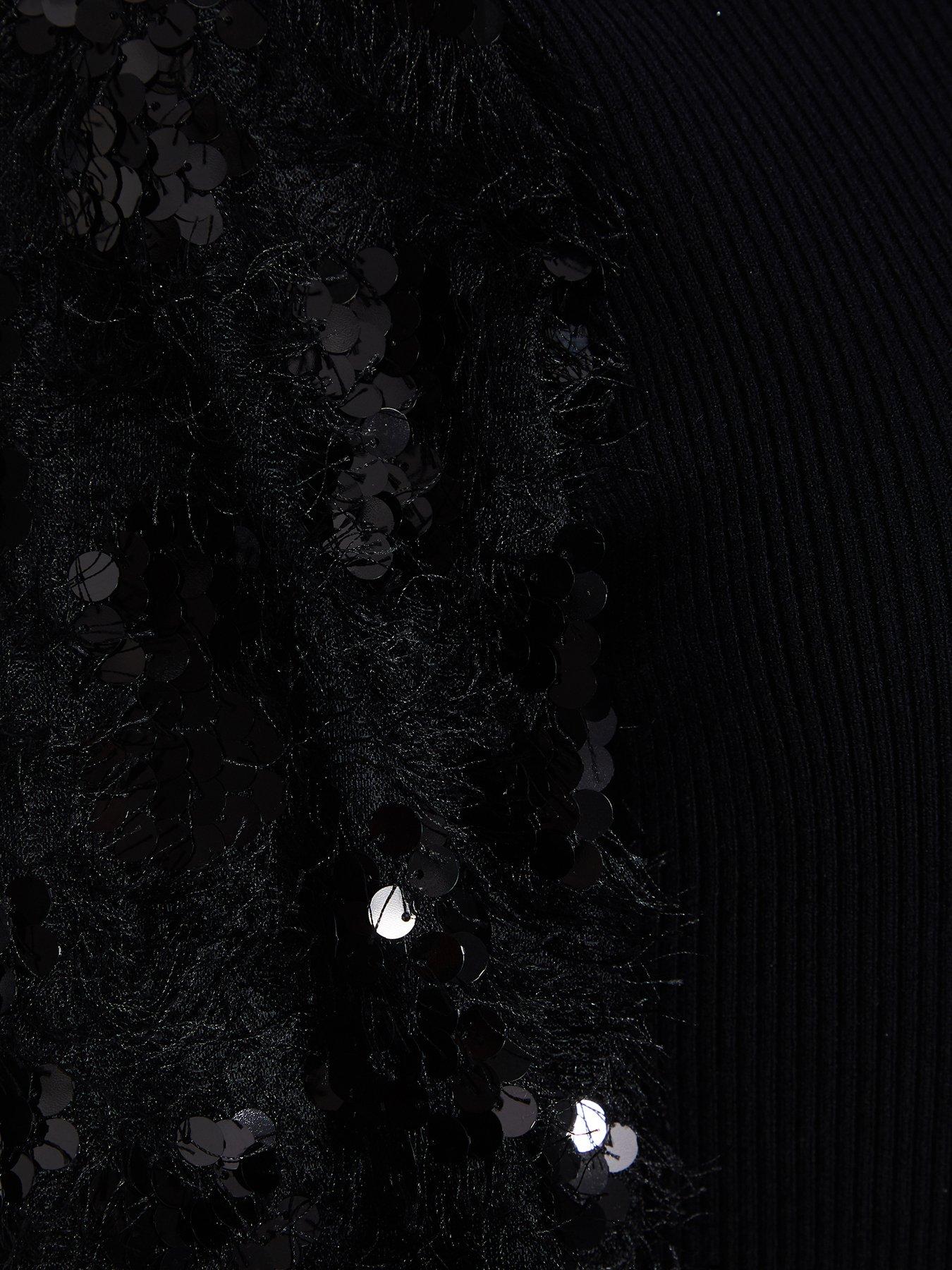 Image 6 of 6 of Quiz Embellished High Neck Jumper - Black