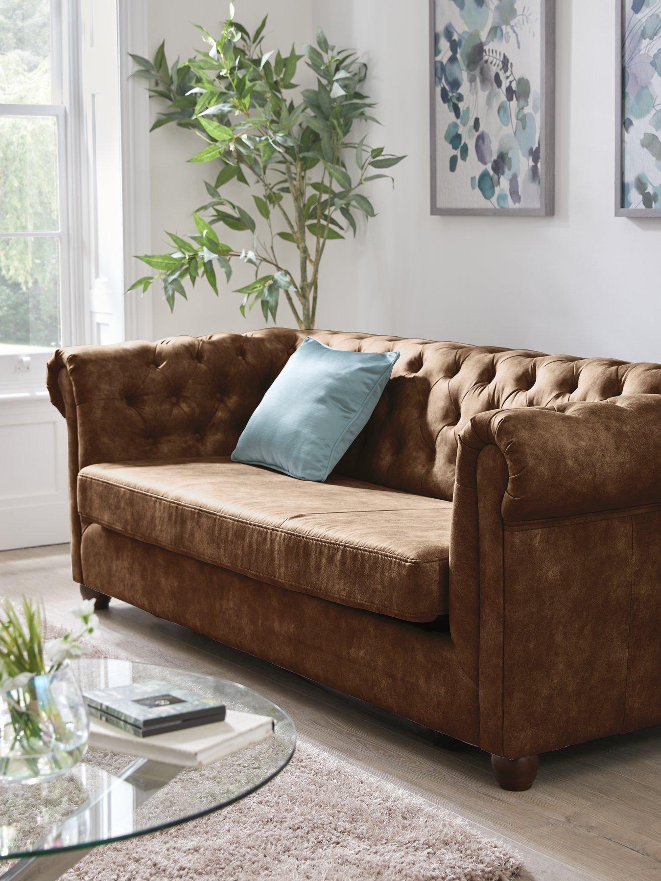 undefined Chester Leather Look 3 Seater Sofa Bed - FSC® Certified