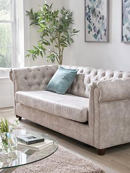 Product photograph of Very Home Chester Chesterfield Leather Look 3 Seater Sofa Bed from very.co.uk