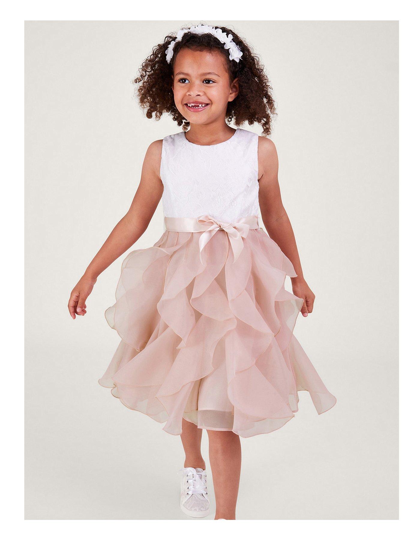 Monsoon Girls Lace Cancan Ruffle Dress Pink very.co.uk