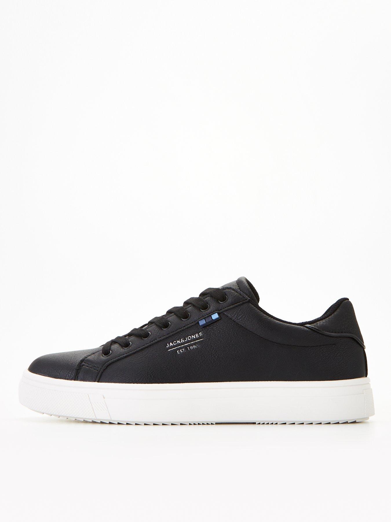 undefined Faux Leather Lace Up Trainers - Black