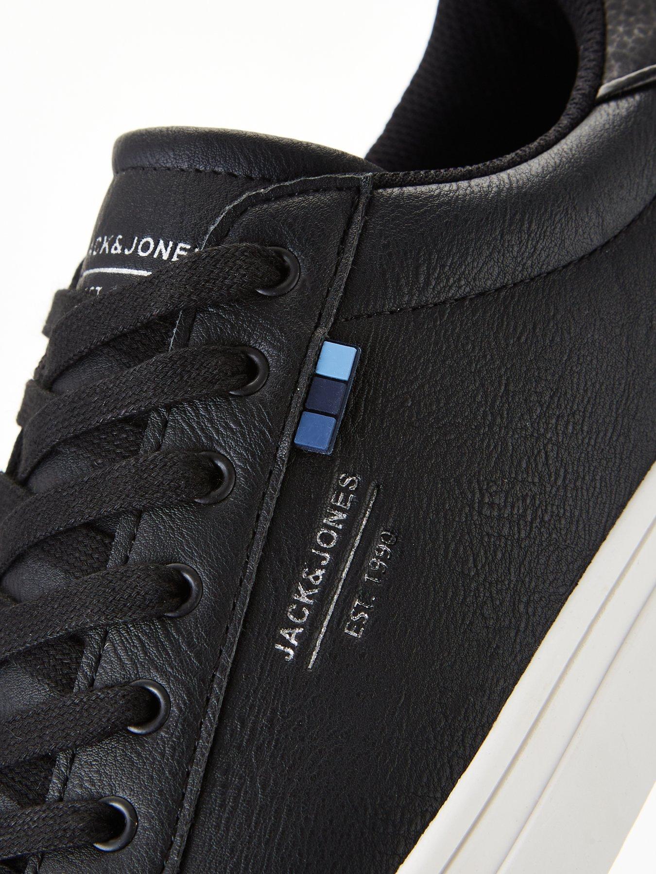 Image 6 of 6 of Jack & Jones Faux Leather Lace Up Trainers - Black