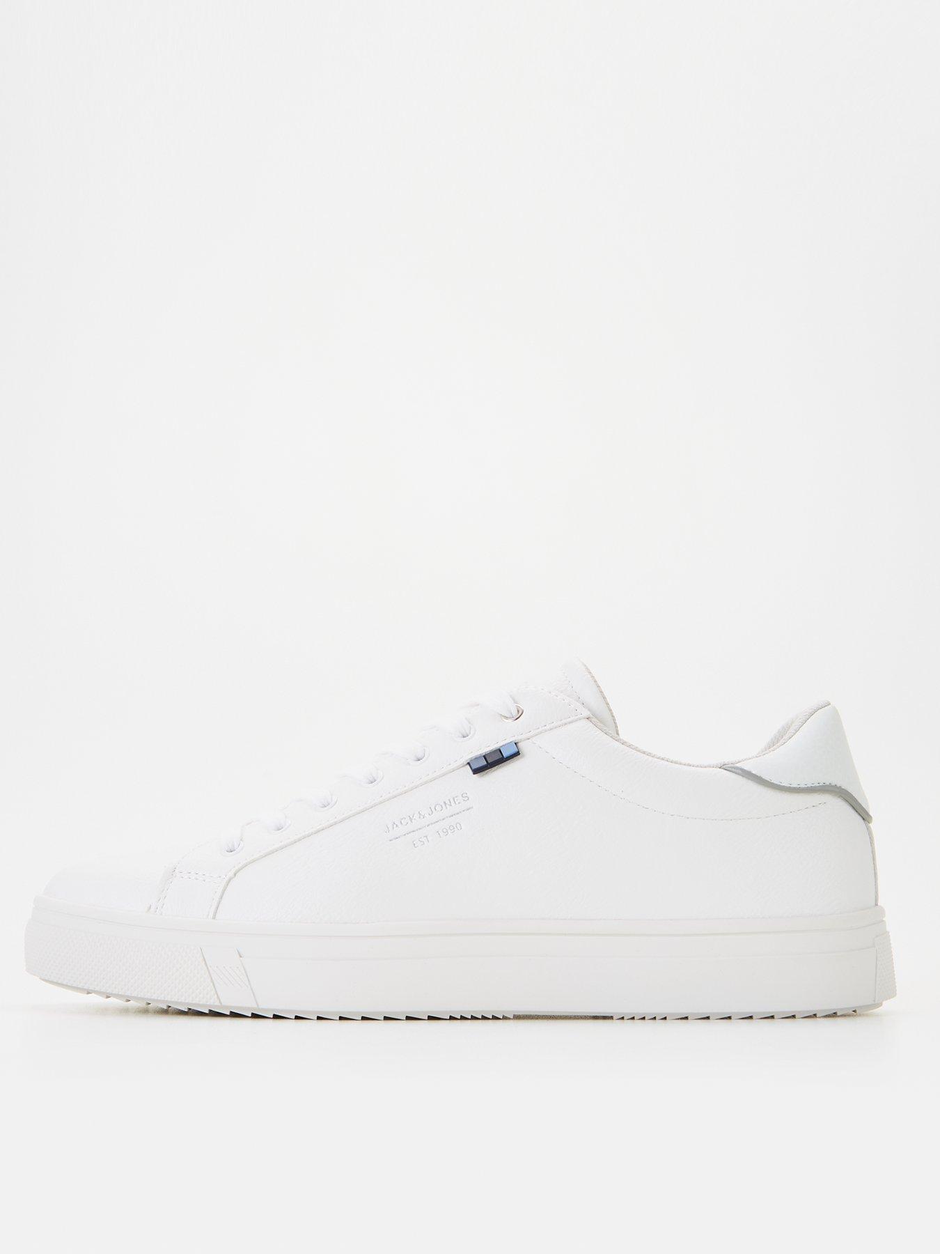 Jack & Jones Faux Leather Lace Up Trainers - White
