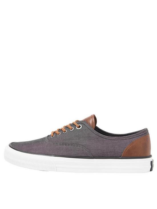 front image of jack-jones-canvas-lace-up-trainers-dark-grey