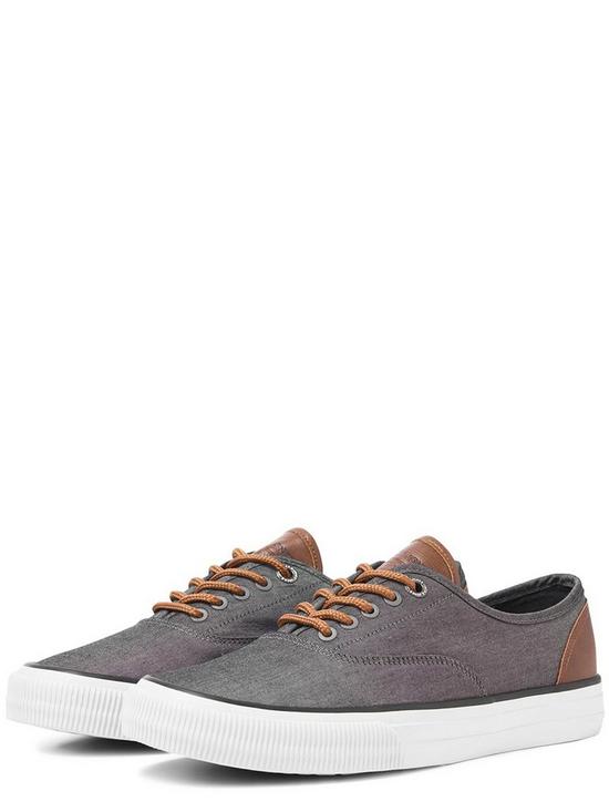 back image of jack-jones-canvas-lace-up-trainers-dark-grey