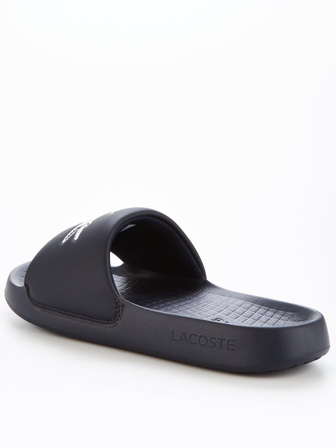 Lacoste slides cheap navy blue