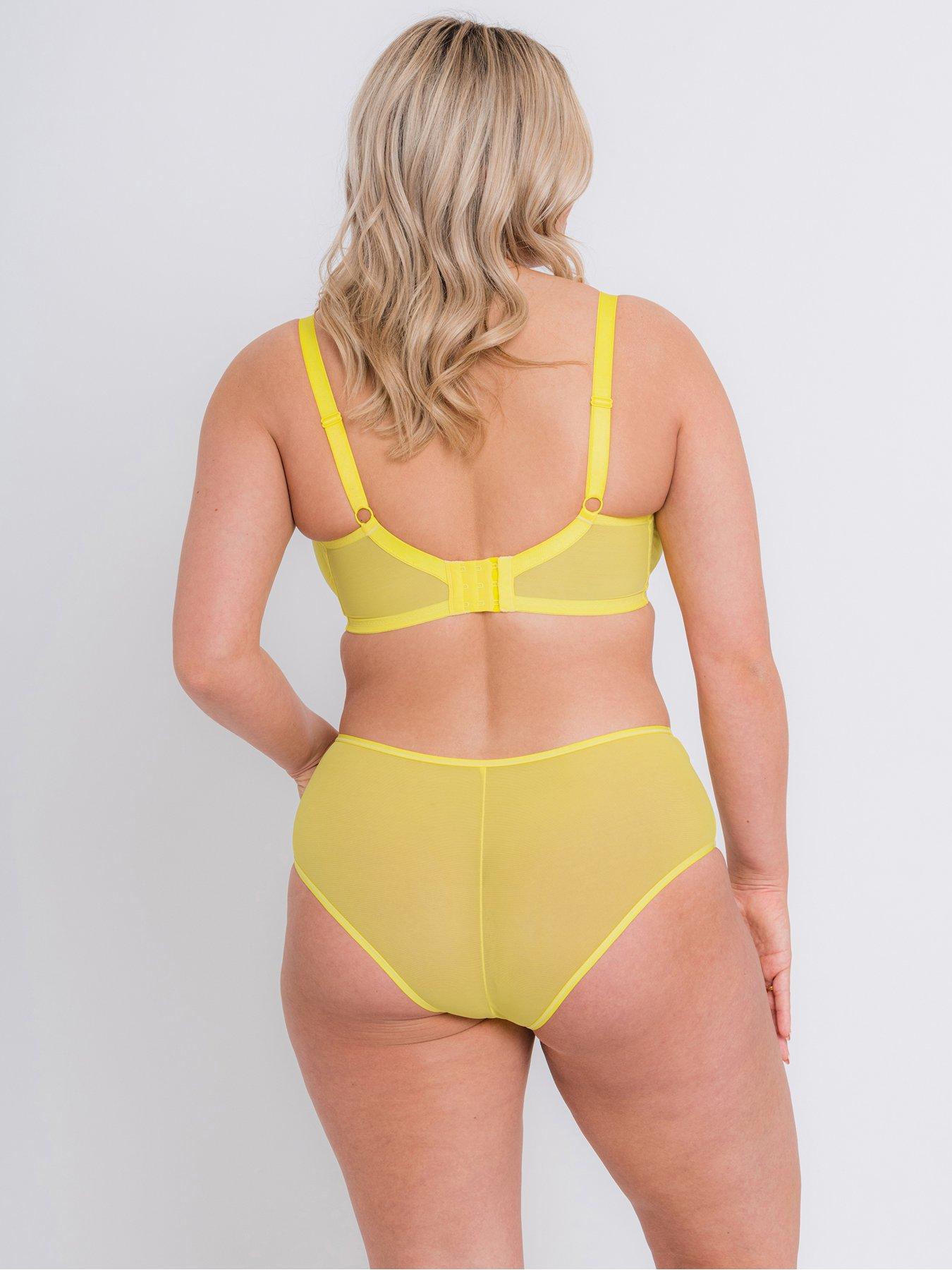 Yellow Ribbed & Lace Mix Bra, Lingerie