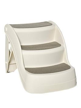 Product photograph of Pawhut Foldable Pet Stairs Portable Dog Steps 3-step Design With Non-slip Mats For High Beds Sofas 49 X 38 X 38 Cm Cream from very.co.uk
