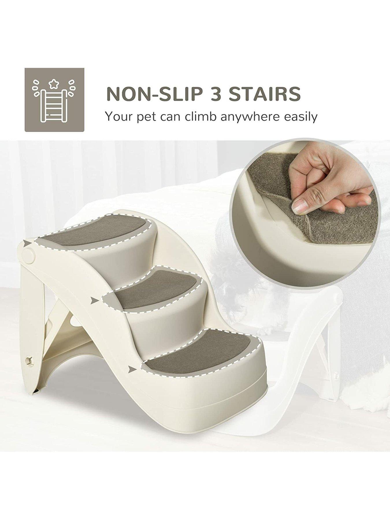 Image 7 of 7 of PawHut Foldable Pet Stairs Portable Dog Steps 3-Step Design with Non-slip Mats for High Beds, Sofas, 49 x 38 x 38 cm, Cream