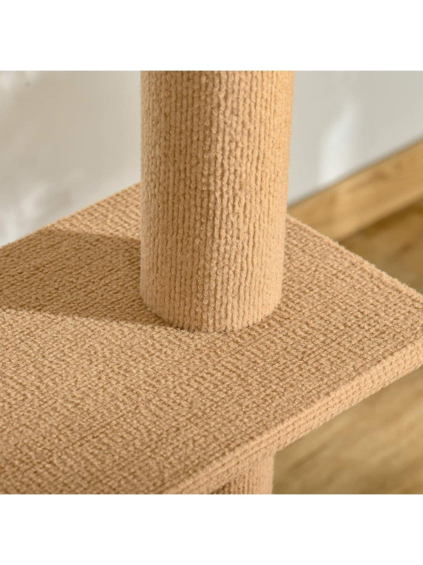 Image 3 of 7 of PawHut 260cm Floor To Ceiling Cat Tree w/ 3 Perches Flannel Upholstery Kitten Brown