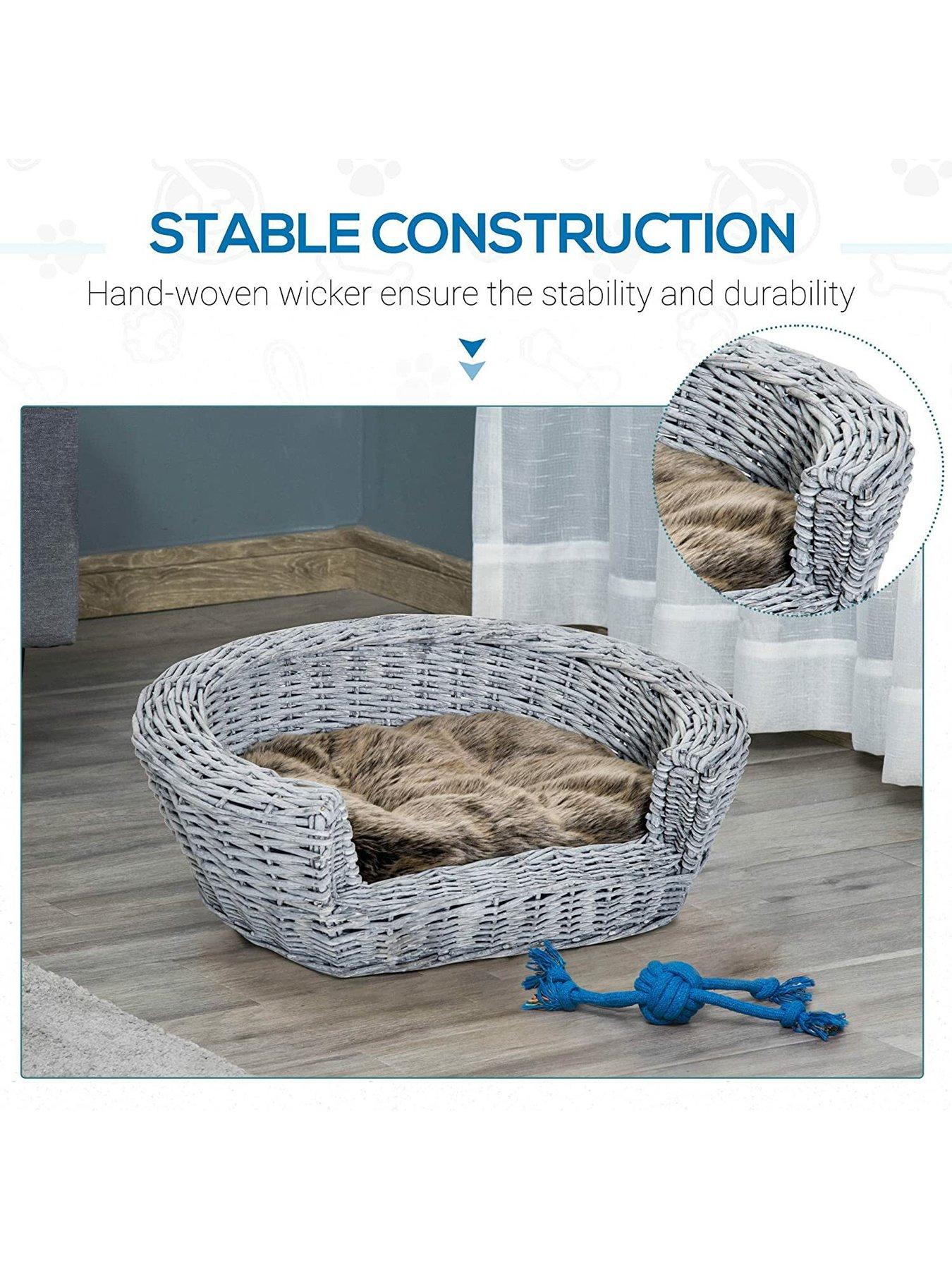 Grey wicker cat bed best sale