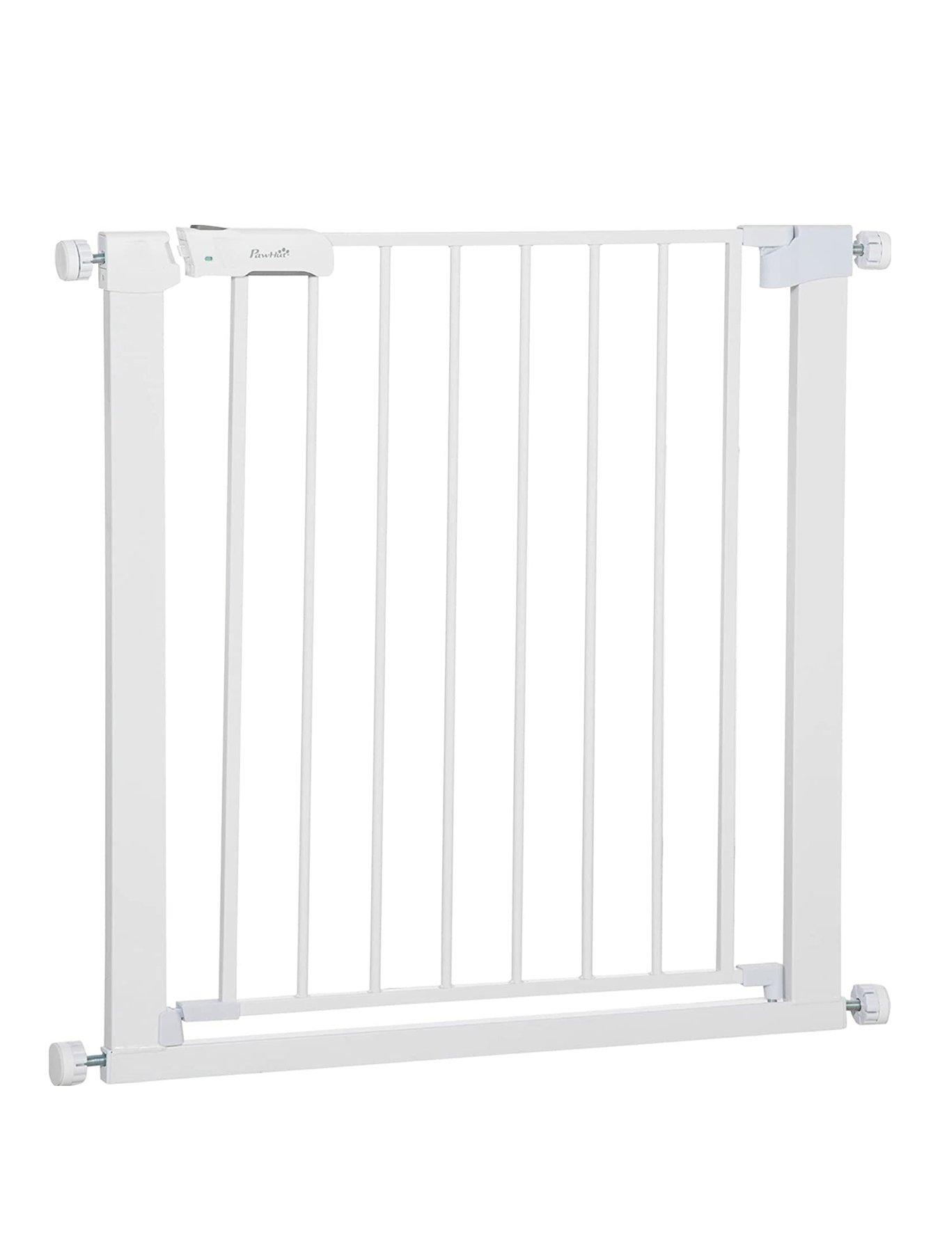 Product photograph of Pawhut Adjustable Pet Safety Gate Dog Barrier Home Fence Room Divider Stair Guard Mounting White 76 H X 75-82w Cm from very.co.uk