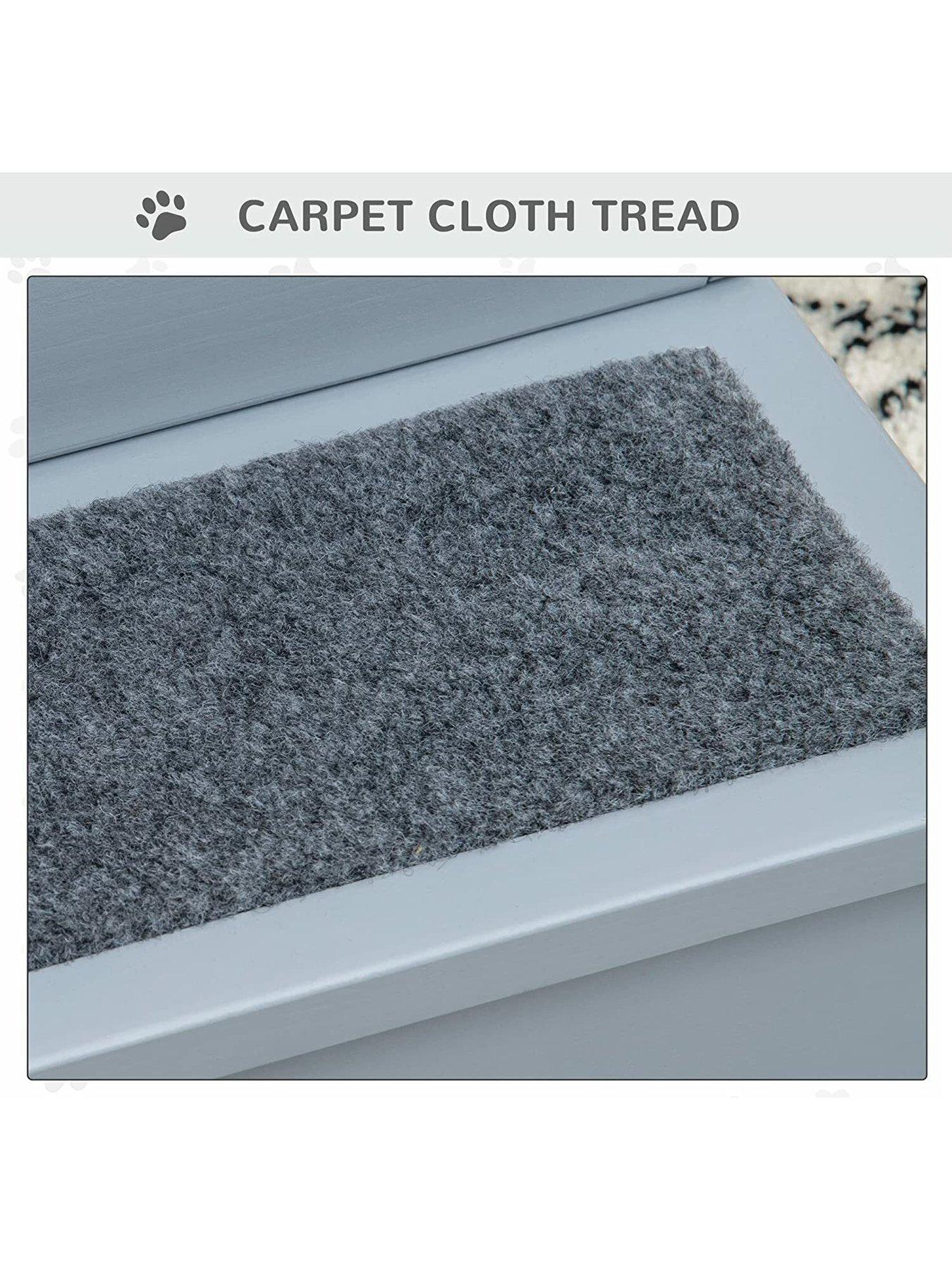 Image 6 of 7 of PawHut 3 Step Wooden Pet Stairs Steps Dog Stairs Carpet Non Slip Grey