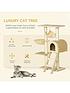  image of pawhut-cat-tree-tower-kitten-activity-center-scratching-post-whammock-condo-bed-basket